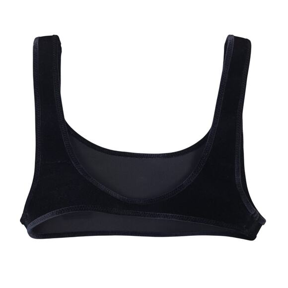 TRIANGL Black Velvet Bikini Top Sz Small Pullover Stretch Scoop Back Neoprene - Picture 4 of 8
